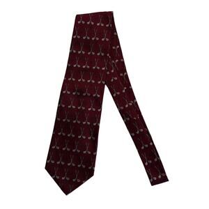 M3-20(3) ANDREW SCOTT Men's Neck Tie Golf Clubs Motif Red 100% Silk 55"L